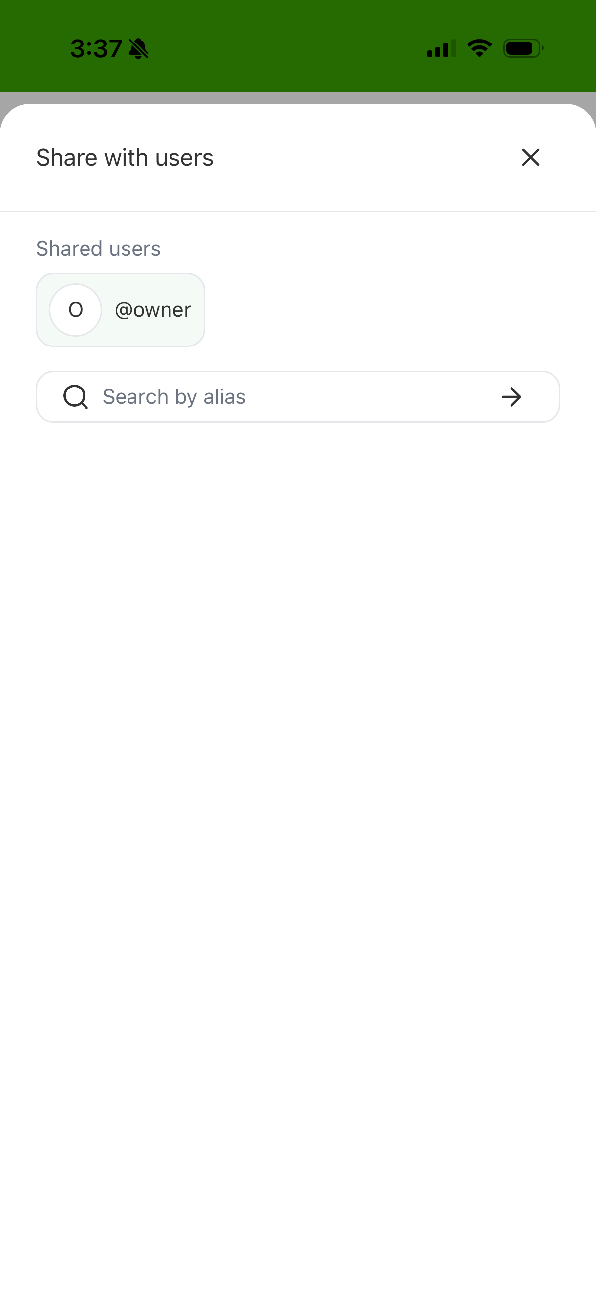 Share with users screen